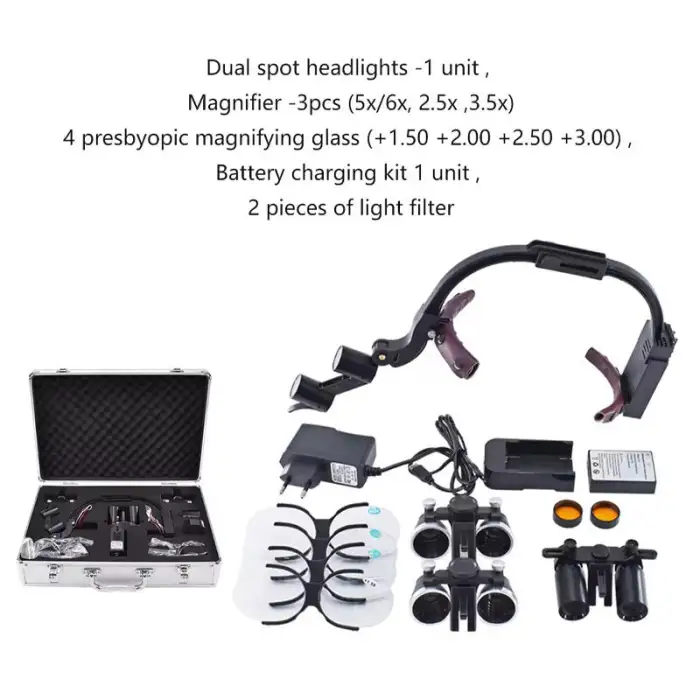 5x/6x Dental Loupes Wireless Rechargeable Medical Headlight 5W Dentistry Led Binocular Magnifier Dental Surgical Equipments