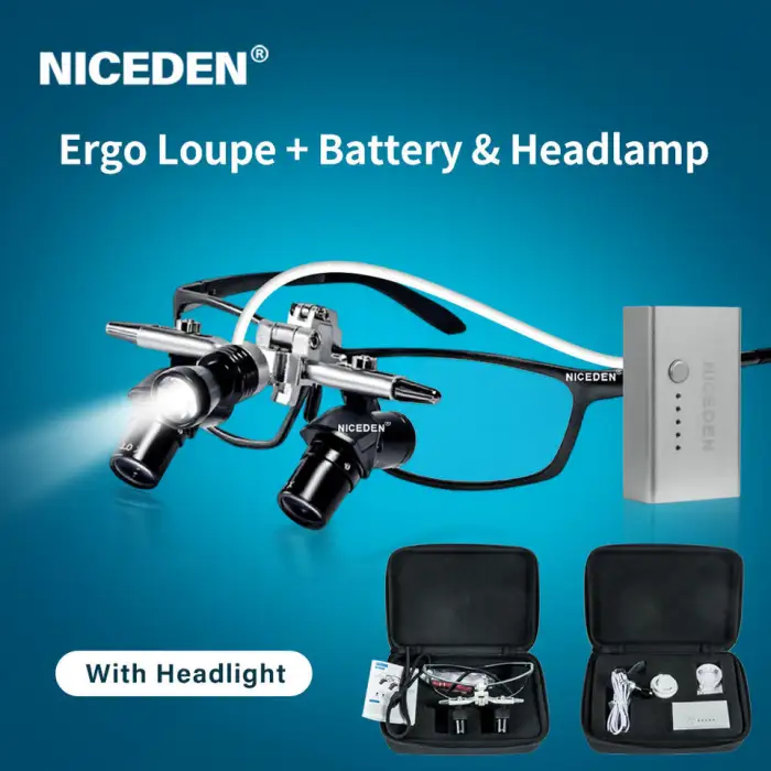 Dental Ergo Loupes 4X 5X 6X Magnification Optical Lens Adjustable Working Distance with Headlight
