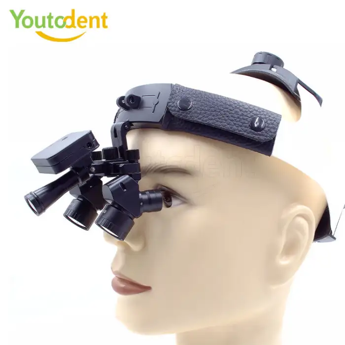 48 Degree LED Dental Loupes 5X Adjustability Electric-powered Head Mounted Surgical Loupes Including 2 Batteries CE Certified