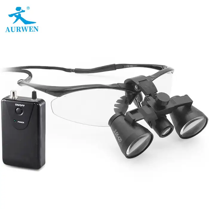 AURWEN All-in-One 2.5X 3.5X Illuminating Dental Loupe 3W ENT LED Head Light Veterinary Examination Powered Electricity CE