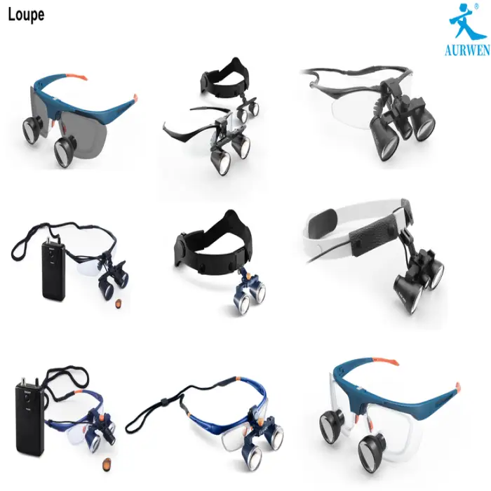 AURWEN All-in-One 2.5X 3.5X Illuminating Dental Loupe 3W ENT LED Head Light Veterinary Examination Powered Electricity CE