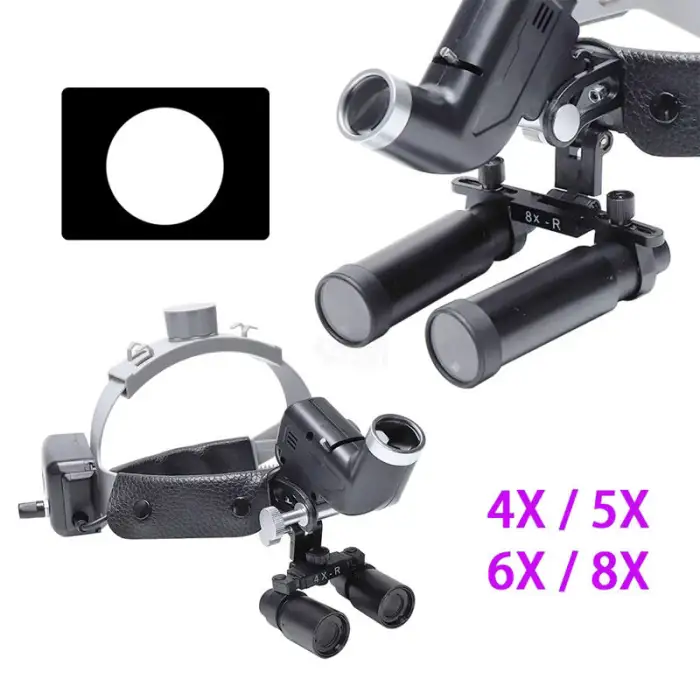 Dental 4X 5X 6X 8X Magnifier Headband Loupe With LED Lamp / 5W Headlamp Wireless Headlight Binocular Surgical Loupes