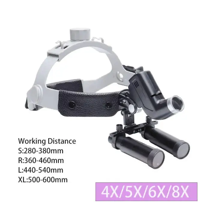 Dental 4X 5X 6X 8X Magnifier Headband Loupe With LED Lamp / 5W Headlamp Wireless Headlight Binocular Surgical Loupes