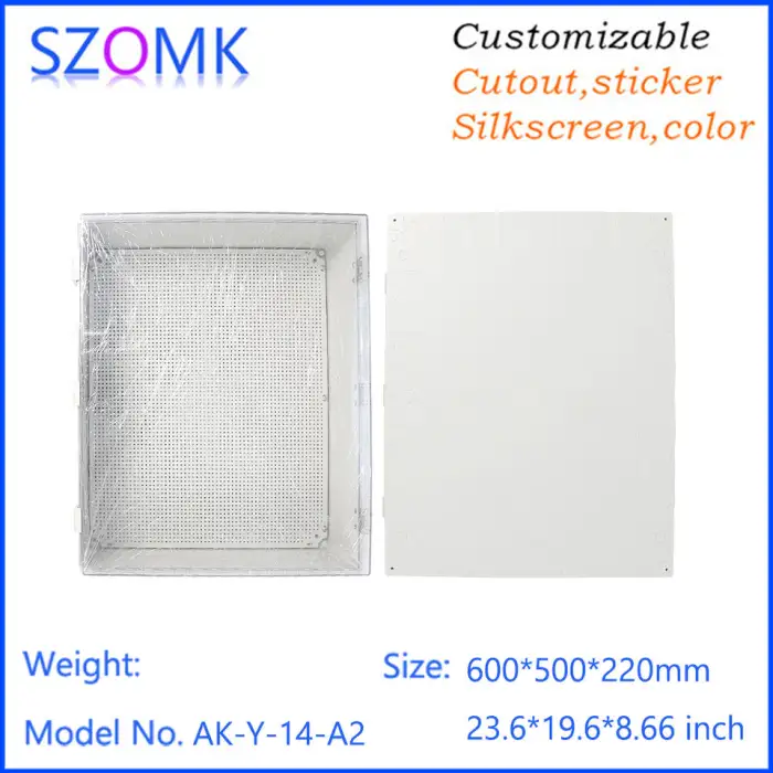 600x500x220mm Outlet Waterproof Ip67 Polycarbonate ABS PC Clear Plastic Hinged Lid Boxes Junction Boxes With Cover Plate