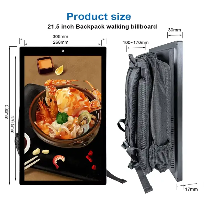 Portable Android LCD Backpack Billboard Self-Service Business Advertising Bag Indoor Outdoor Use AD Panel