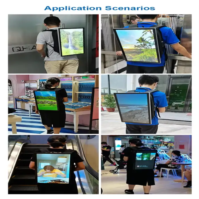 Portable Android LCD Backpack Billboard Self-Service Business Advertising Bag Indoor Outdoor Use AD Panel