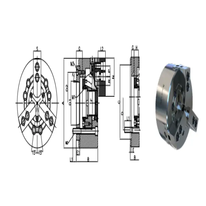 250mm 3 Jaw/4 Jaw Self-centering Hydraulic CNC Lathe Power Chuck