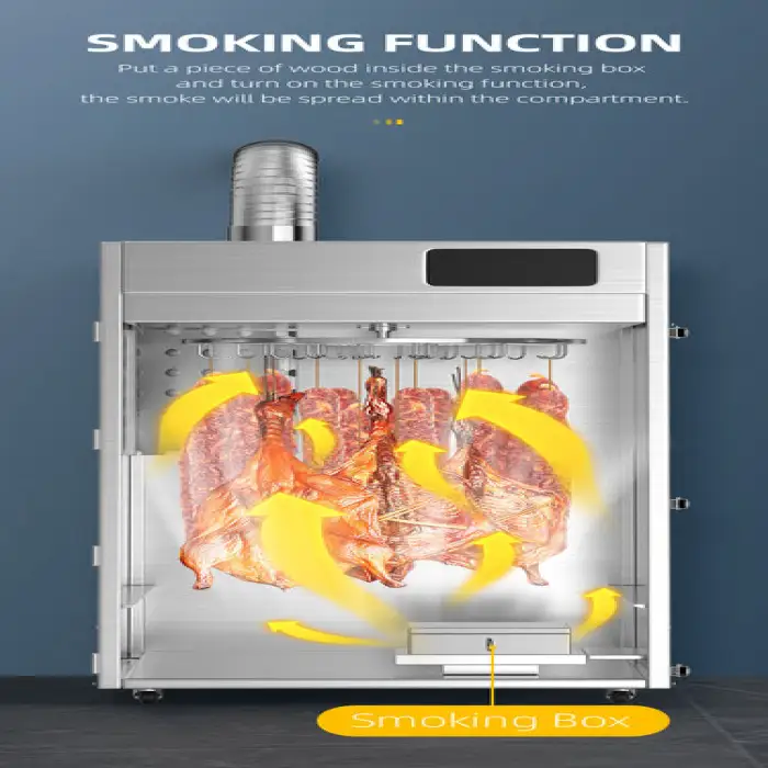 Smoke Function Biltong Jerky Drying Machine Rotary Large Capacity Sausages Food Dehydrator Machine