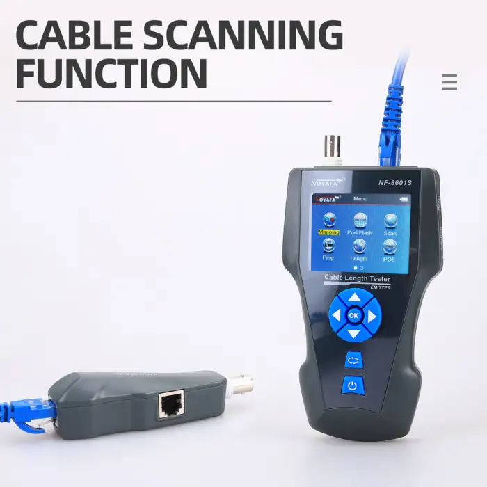 NF-8601S Multifunctional RJ45 CAT6 Network Cable Tester Cable Tracker PoE/PING/Port LCD Display Measure Length Wiremap