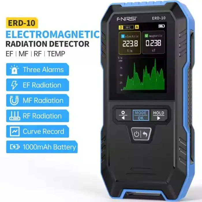 FNIRSI ERD-10 4-IN-1 Electromagnetic Radiation Detector Electric Magnetic Field Strength RF Power Temperature Testing Equipment