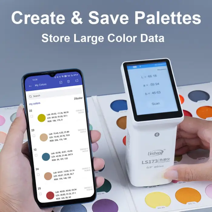 D/8 LS173 Bluetooth CMYK Handheld Colorimeter Pantone LAB Portable Colorimeter for Paint Color Measurement