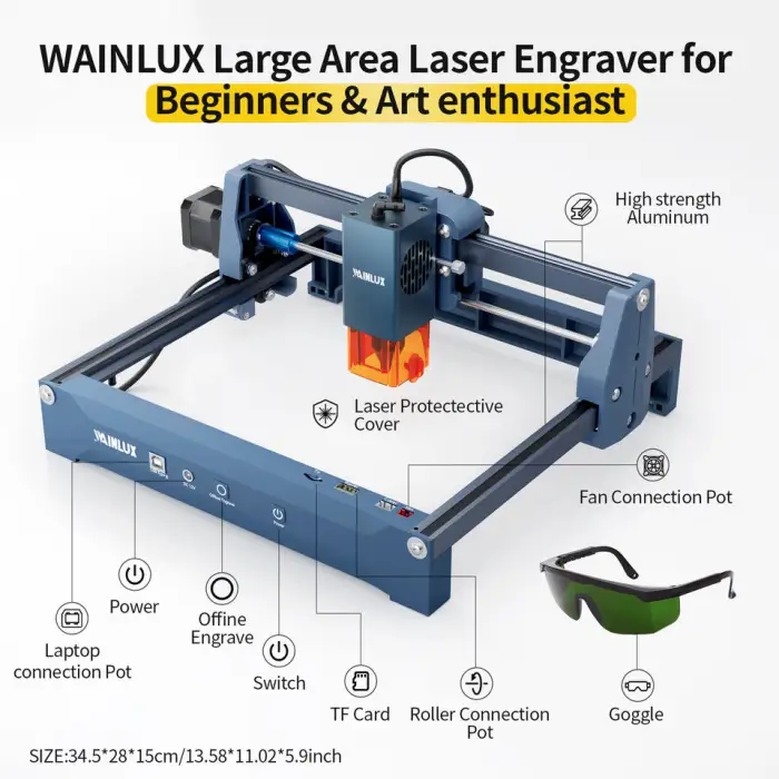 WAINLUX X2 Portable Laser Engraver/Cutter - Mini Machine for Wood, Leather, Acrylic, DIY Projects