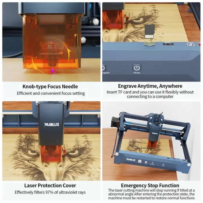 WAINLUX X2 Portable Laser Engraver/Cutter - Mini Machine for Wood, Leather, Acrylic, DIY Projects