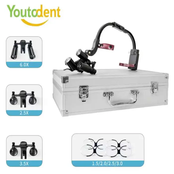 Adjustable 5W LED Dentist Headband with Binocular Loupes Full Set Dental Microscope for Surgery Magnifying Glass Clear Vision