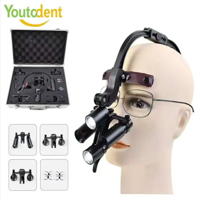Adjustable 5W LED Dentist Headband with Binocular Loupes Full Set Dental Microscope for Surgery Magnifying Glass Clear Vision