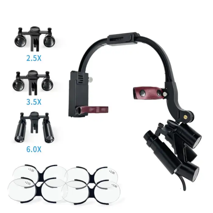 Adjustable 5W LED Dentist Headband with Binocular Loupes Full Set Dental Microscope for Surgery Magnifying Glass Clear Vision