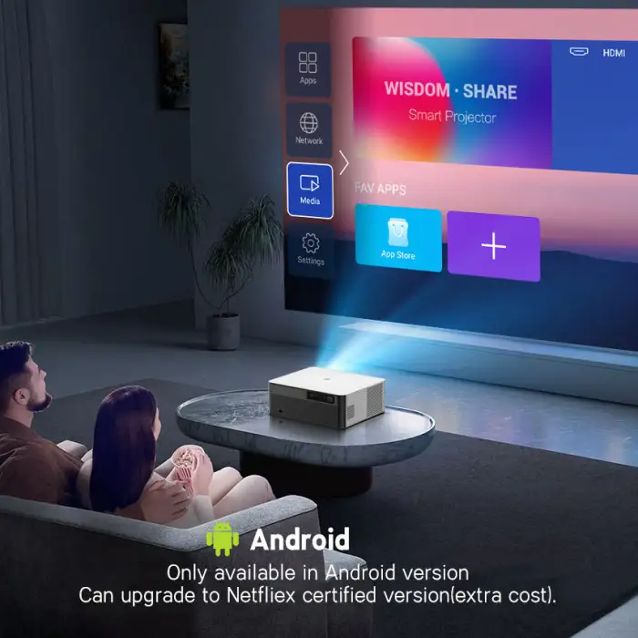 Rigal P6 Bulk Modern Video Home Theatre Projector Auto Focus 4K Video 5G Wifi Support Led Projector Smart for Mobile Phone