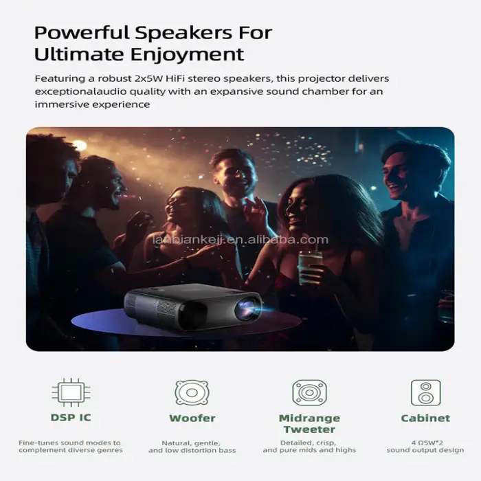 2025 Android Projector AKEY9S 2+64 LED LED VideoProjector 3D Full HD 1080P 4k Auto Focus WIFI Business Theater Cinema