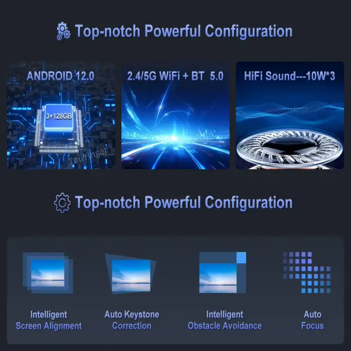 OEM Touyinger Q12W PRO Projector 4K Home Projector 2800 ANSI with Android 12.0 3+128G