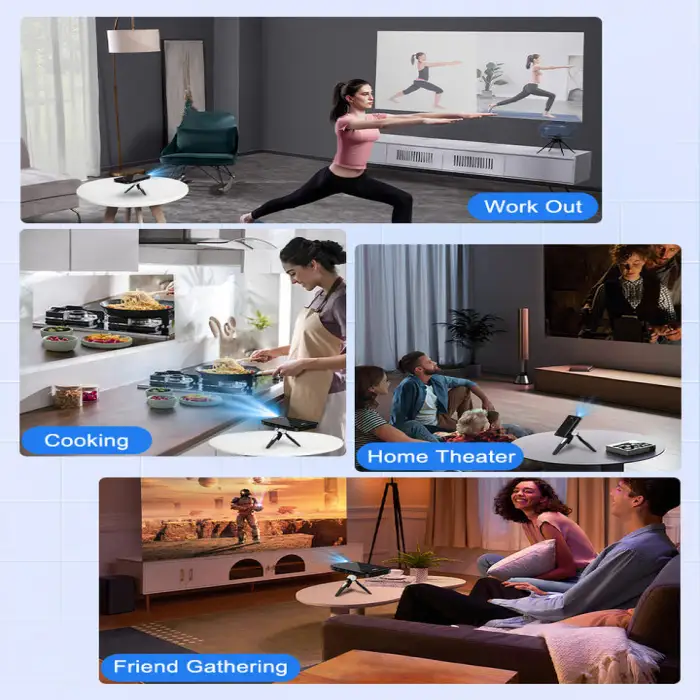 Portable DLP P09 5G Dual WiFi Touch Panel Smart Projector Amlogic T972 Android 9 1+8GB 2+32GB DLP 4K Mini Rechargeable Projector