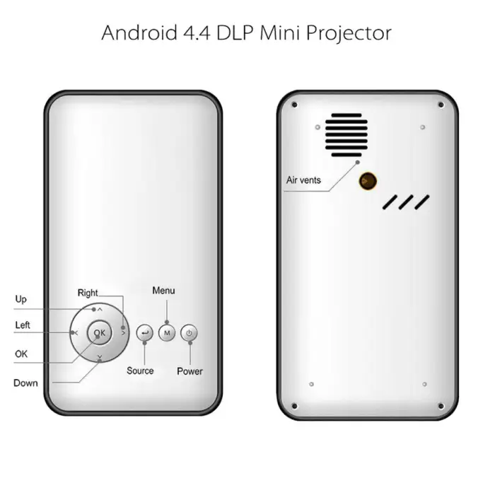 Built-in Battery Smart Mini Pocket Projector HD OEM Digital Projector M6 with Rockchip RK3128 Quad Core Processor 1GB/8GB