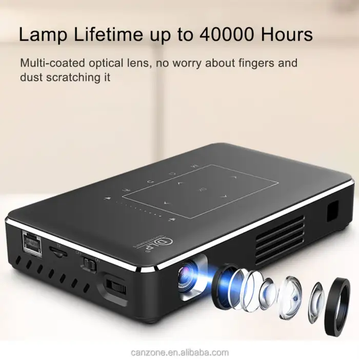P10II Portable Android 9 DLP Smart Mini Projector with WiFi Touchscreen 3D 2G RAM 16GB ROM LED Lamp