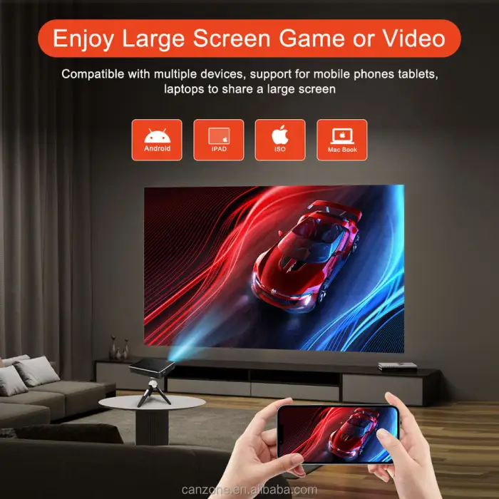 P10II Portable Android 9 DLP Smart Mini Projector with WiFi Touchscreen 3D 2G RAM 16GB ROM LED Lamp