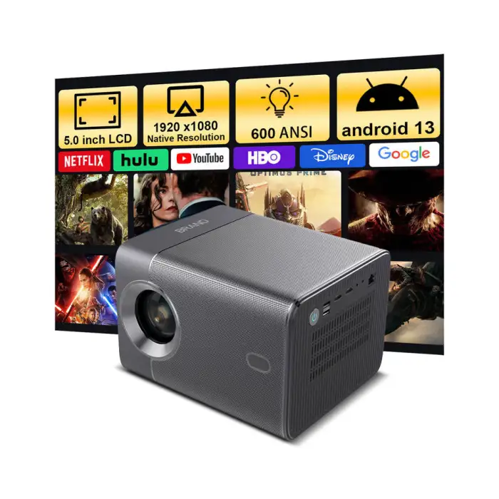 A6 High Lumens 5.0inch Lcd Projector Support netflix 1080p Full hd Support 4k Video for Outdoor Projector with Auto Focus