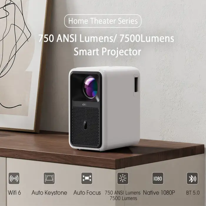 CRE CR36 Android Smart Video 4K Projectors with Bluetooth Wi-Fi Home Cinema Projector Portable for Home Entertainment