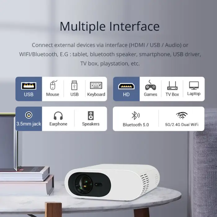 Led Portable Smart Cinema Video Projector L005 Full HD Projectors Drop Shipping Home White LCD 1080P OEM Support 3kg