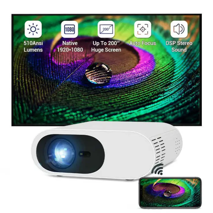 Led Portable Smart Cinema Video Projector L005 Full HD Projectors Drop Shipping Home White LCD 1080P OEM Support 3kg