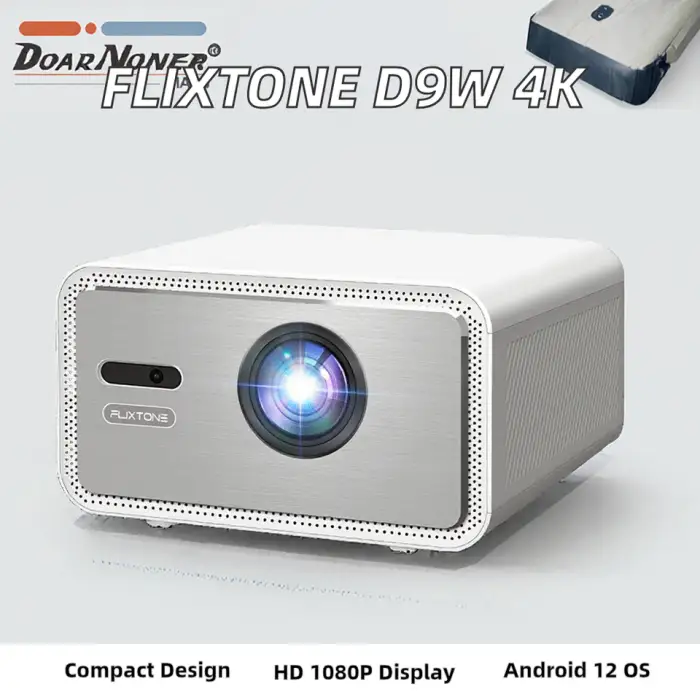 Seeball D9W Mini Projector 1080p Android 12.0 Home Theater Projector with LED Lamp Auto Focus Lens 2G RAM 4K Support