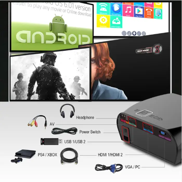 1080P Full HD GP100UP Android 6.0.1 Projector WIFI BT Projector 3500 Lumens LED TV Beamer