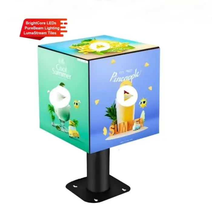 Indoor/Outdoor 2.5mm Pixel Pitch 64x64 Full Color LED Magic Cube Display with 4-Side and Irregular-Shaped Design