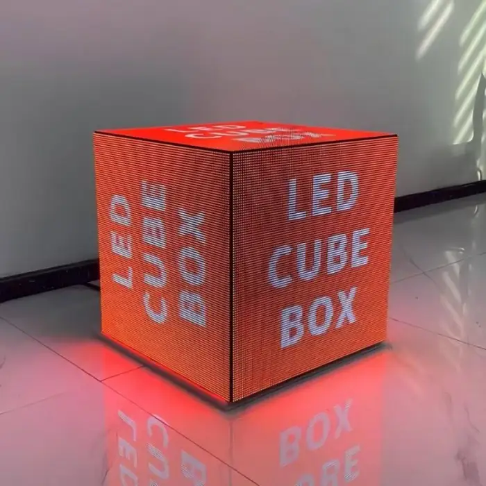 Indoor/Outdoor 2.5mm Pixel Pitch 64x64 Full Color LED Magic Cube Display with 4-Side and Irregular-Shaped Design