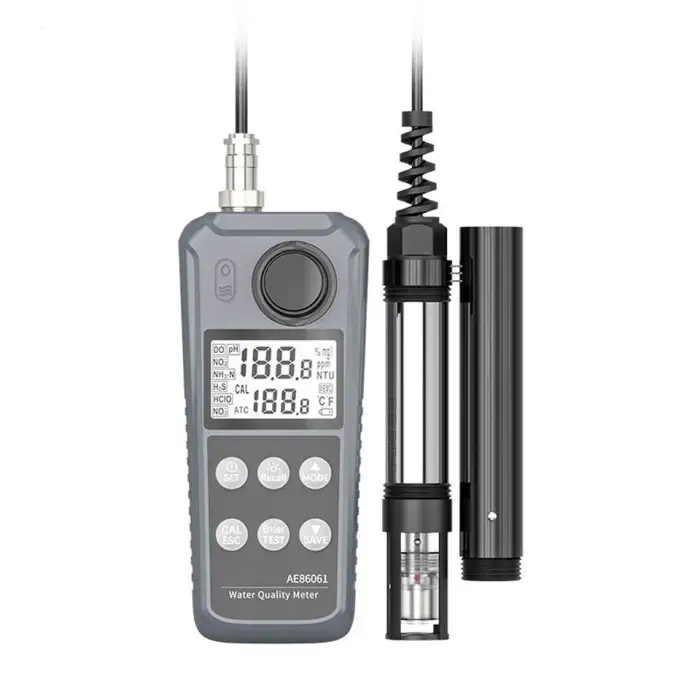 Water Quality Tester Meter Detector AE86061 Dissolved Oxygen Temperature PH Nitrite Ammonia Nitrogen Measure Analyzer