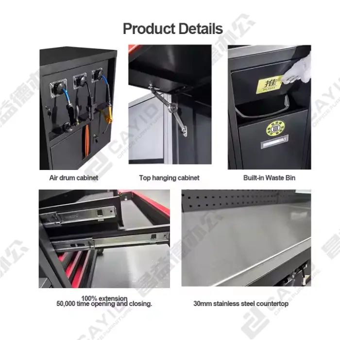 Garage Storage Combination Tool Cabinets Heavy Duty Workshop Metal WorkBench Tool Bench Workstation Stainless Steel Tabletop