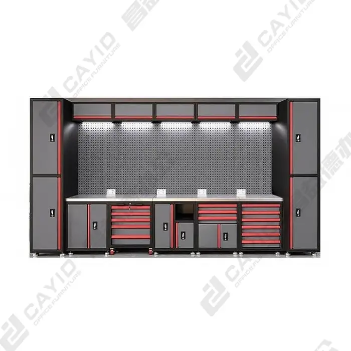Garage Storage Combination Tool Cabinets Heavy Duty Workshop Metal WorkBench Tool Bench Workstation Stainless Steel Tabletop