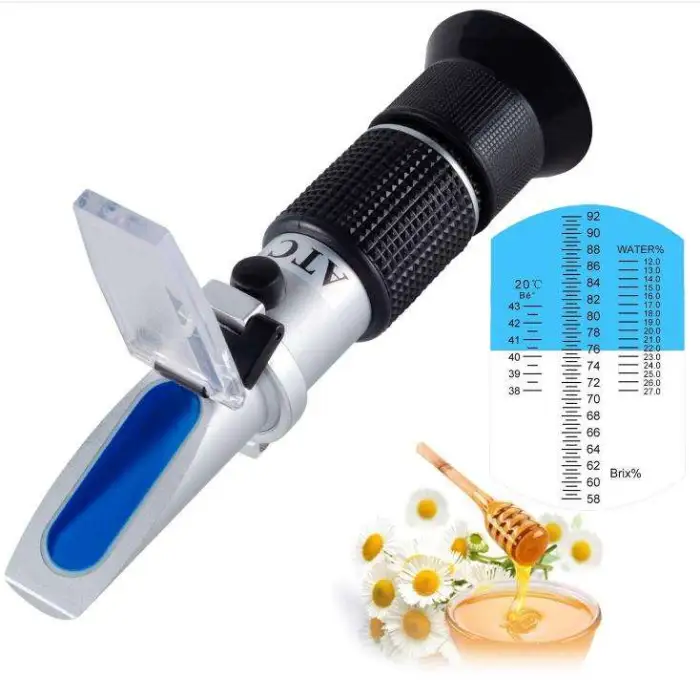 Honey Refractometer for Moisture Brix and Baume 3-in-1 Uses 58-90% Brix Scale Range Ideal for Honey