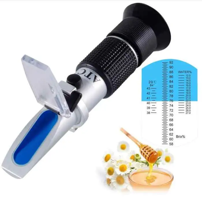 Honey Refractometer for Moisture Brix and Baume 3-in-1 Uses 58-90% Brix Scale Range Ideal for Honey