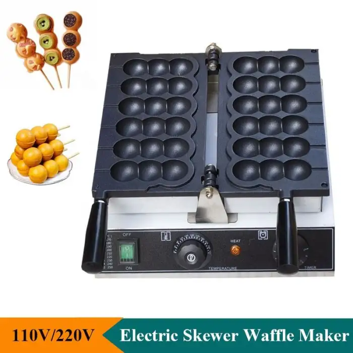 Street Food Baking Equipment Commercial Takoyaki Waffle Maker Skewer Waffle Making Machine for Small Business Ideas