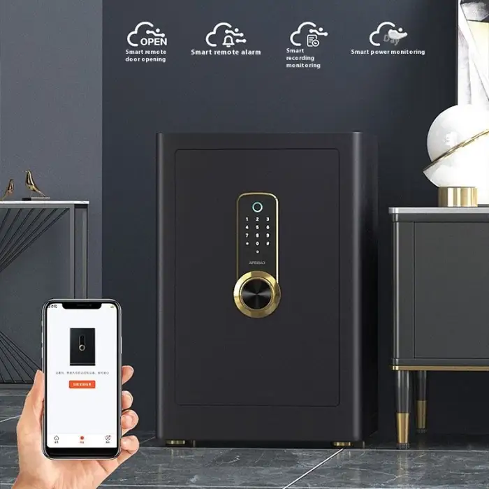 AIFEIBAO High-End Anti-Theft Office Safe Small All-Steel Invisible Smart Safe Box Fingerprint Password 45CM High for Home