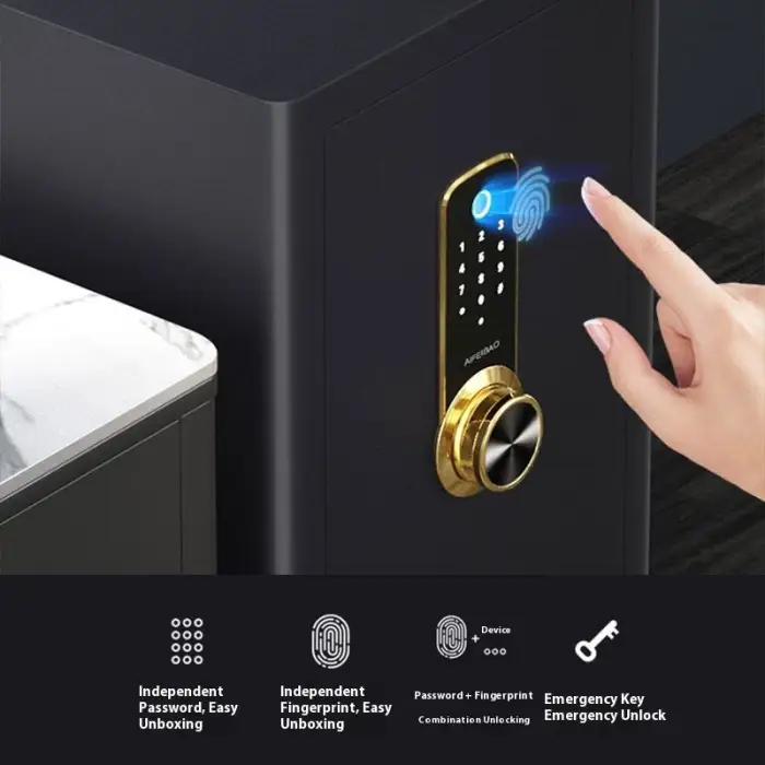 AIFEIBAO High-End Anti-Theft Office Safe Small All-Steel Invisible Smart Safe Box Fingerprint Password 45CM High for Home