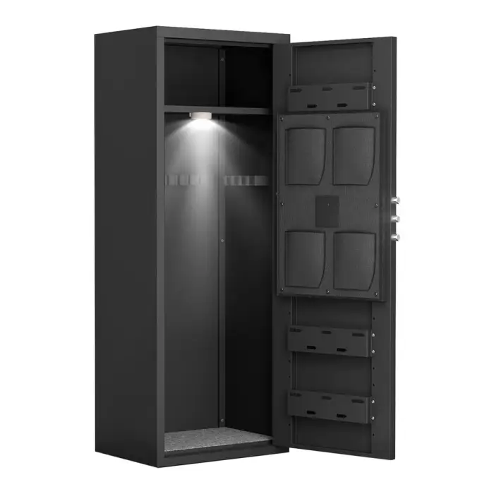 Large Steel Firearm Safe with Fingerprint Electronic Password & Key Lock-Fire-Resistant Anti-Theft Durable