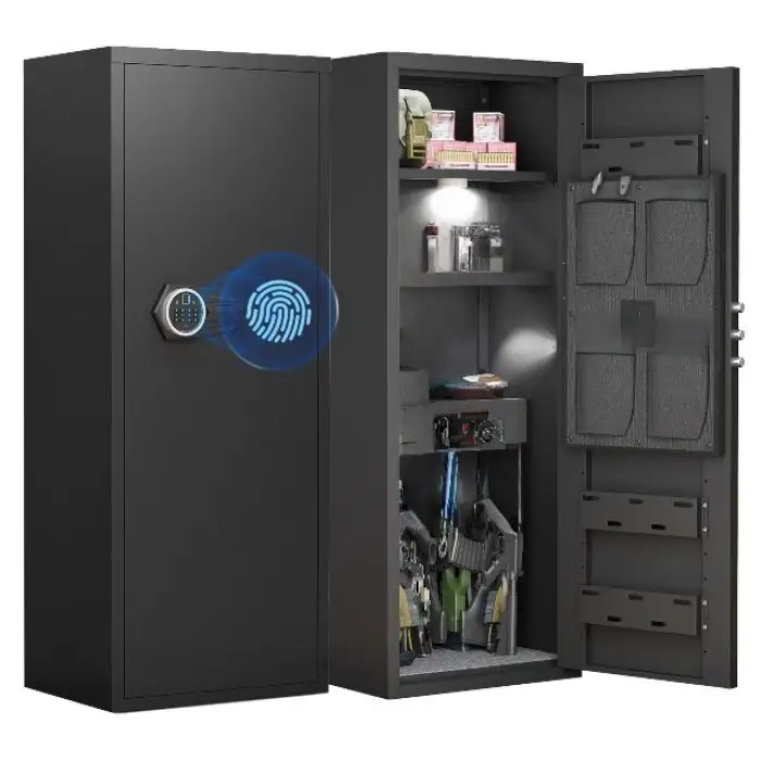 Large Steel Firearm Safe with Fingerprint Electronic Password & Key Lock-Fire-Resistant Anti-Theft Durable