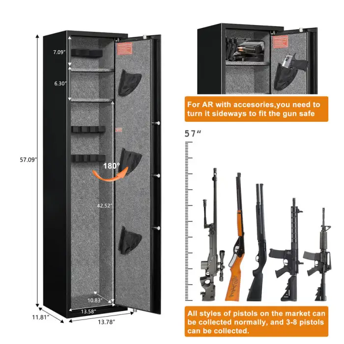 Large Space Adjustable Anti-Theft Electronic Digital Cold Rolled Steel Safe Storage Cabinet for Home Home Gun Storage