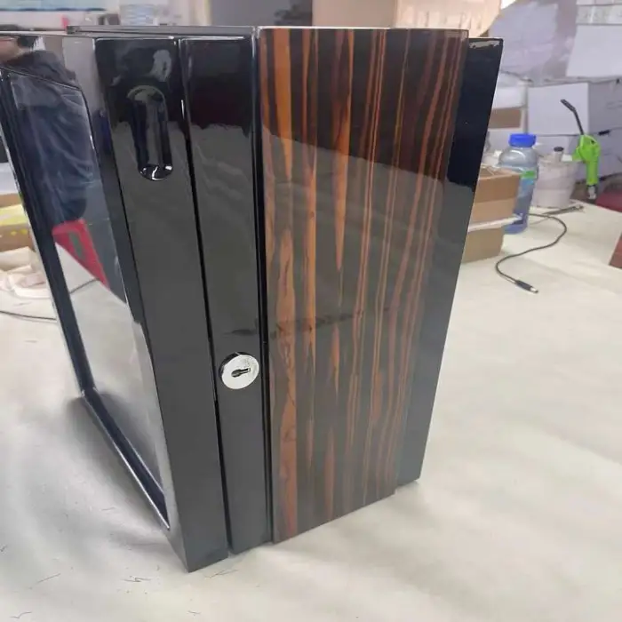 Luxury Automatic Watch Winder Safe Wood Leather Watch Winder Box 6 Slots with Touch Screen Colorful LED