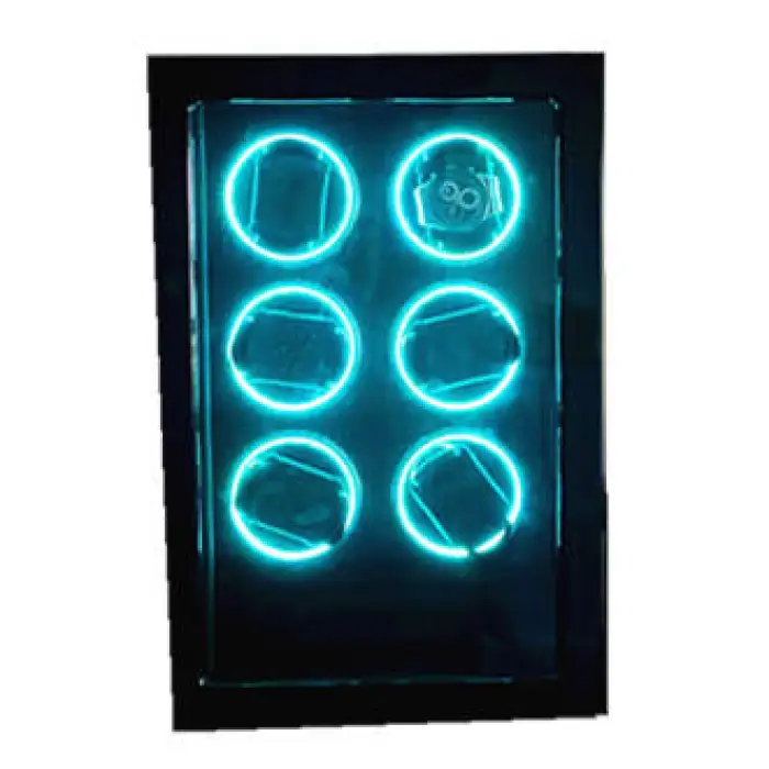 Luxury Automatic Watch Winder Safe Wood Leather Watch Winder Box 6 Slots with Touch Screen Colorful LED