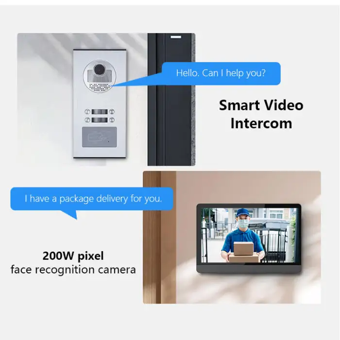 4-Unit Video Intercom System with 7 Inch Monitor Wired Connectivity Door Phones for Apartments Entryway Security