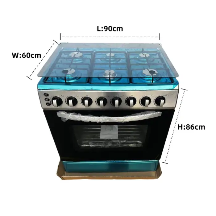 6 Burner+Gas+Stove with Oven Stainless Steel Gas Range Heavy Duty Household and Commercial Kitchen Appliance
